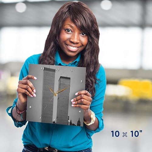 Miniatura 5 de 3dRose DPP_7530_1 Reloj de pared, estilo vintage de torres gemelas, 10 x 10 pulgadas