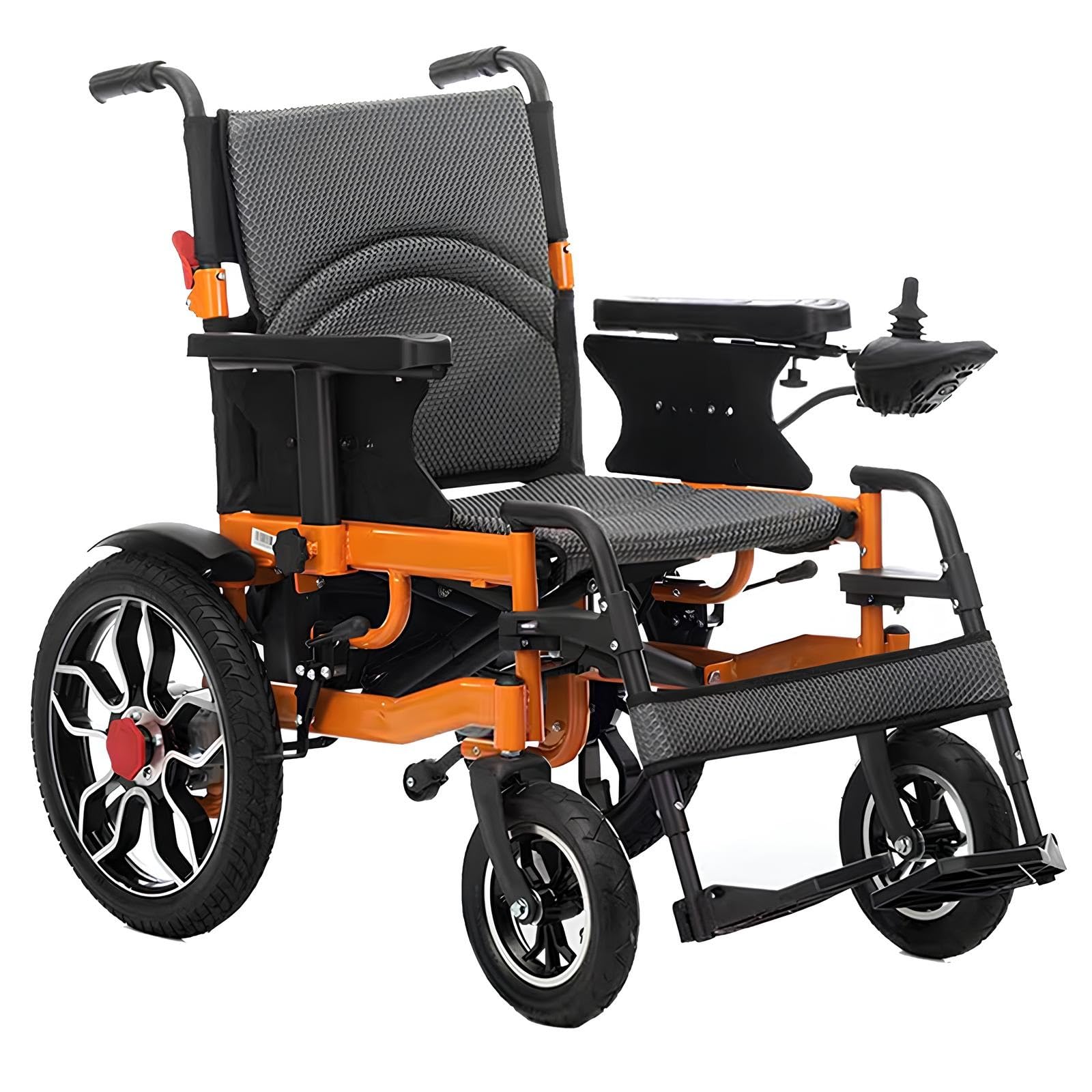 Silla de ruedas eléctrica, todo terreno motorizada para adultos, silla de ruedas ligera y plegable con motores duales de 500 W