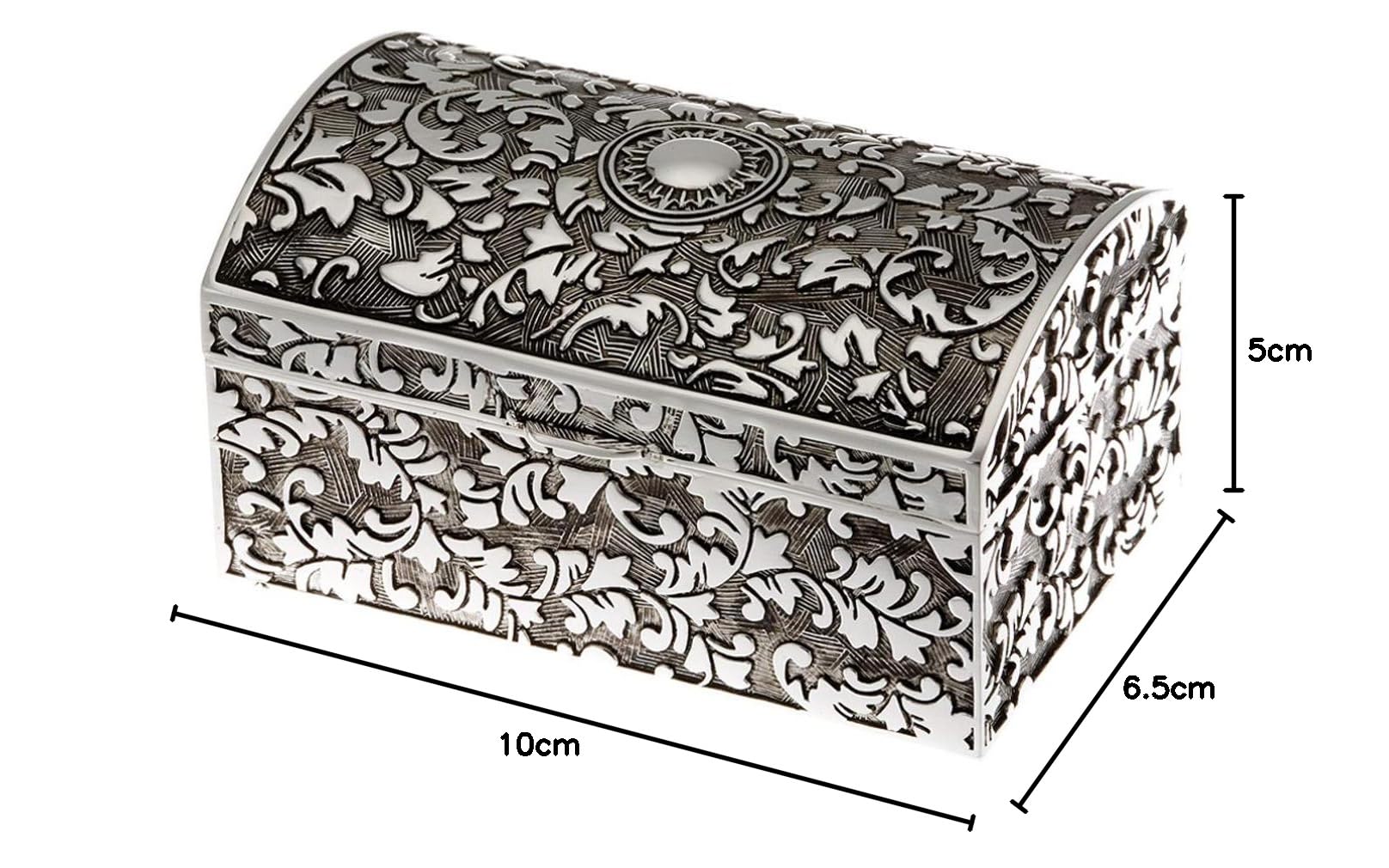 Schmuckdose Ornamentmotiv 6,5x10x5 cm Premium Silber Plated edel versilbert in Top Verarbeitung. Für geliebte Schmuckstücke wie Ringe, Kettchen, Ohrringe und Armbänder