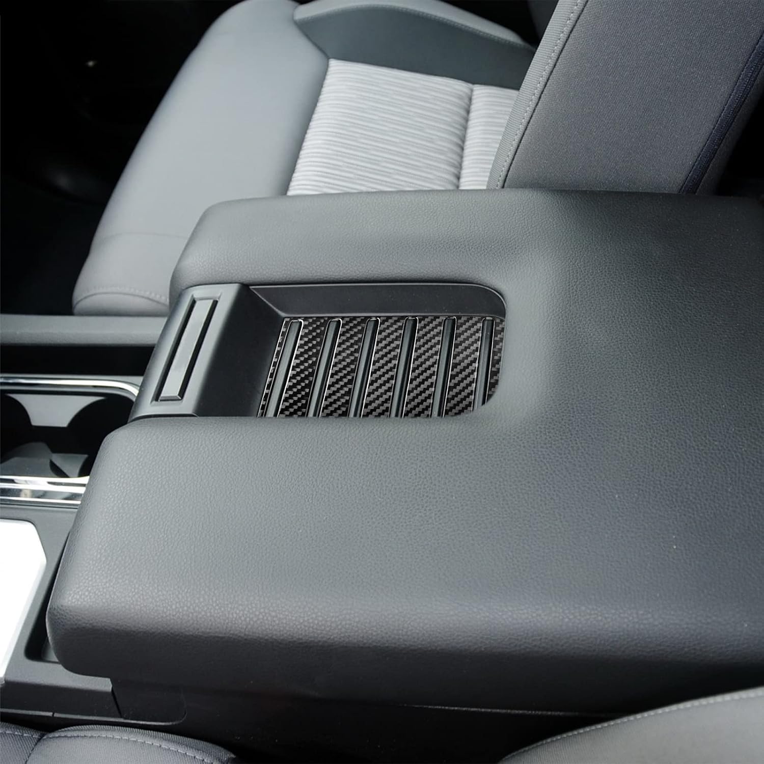 Bilisin Carbon Fiber Decoration Compatible with Toyota Center Console Armrest Box Storage Box Cover Slot Interior Accessories for Toyota Tundra 2014 2015 2016 2017 2018(Black)