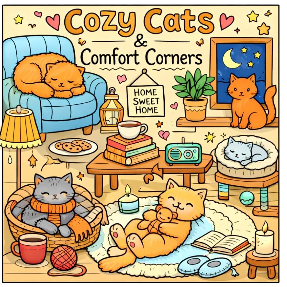 Cozy Cats & Comfort Corners: A Purrfectly Cozy Colouring Book