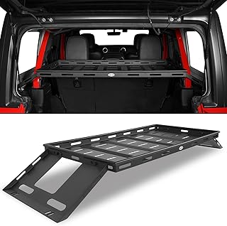 Hooke Road Rear Trunk Cargo Rack Basket Tray for 2007-2025 Jeep Wrangler JK JL 4-Door Hardtops, Sturdy Steel Shelf for Camping Trip Gear