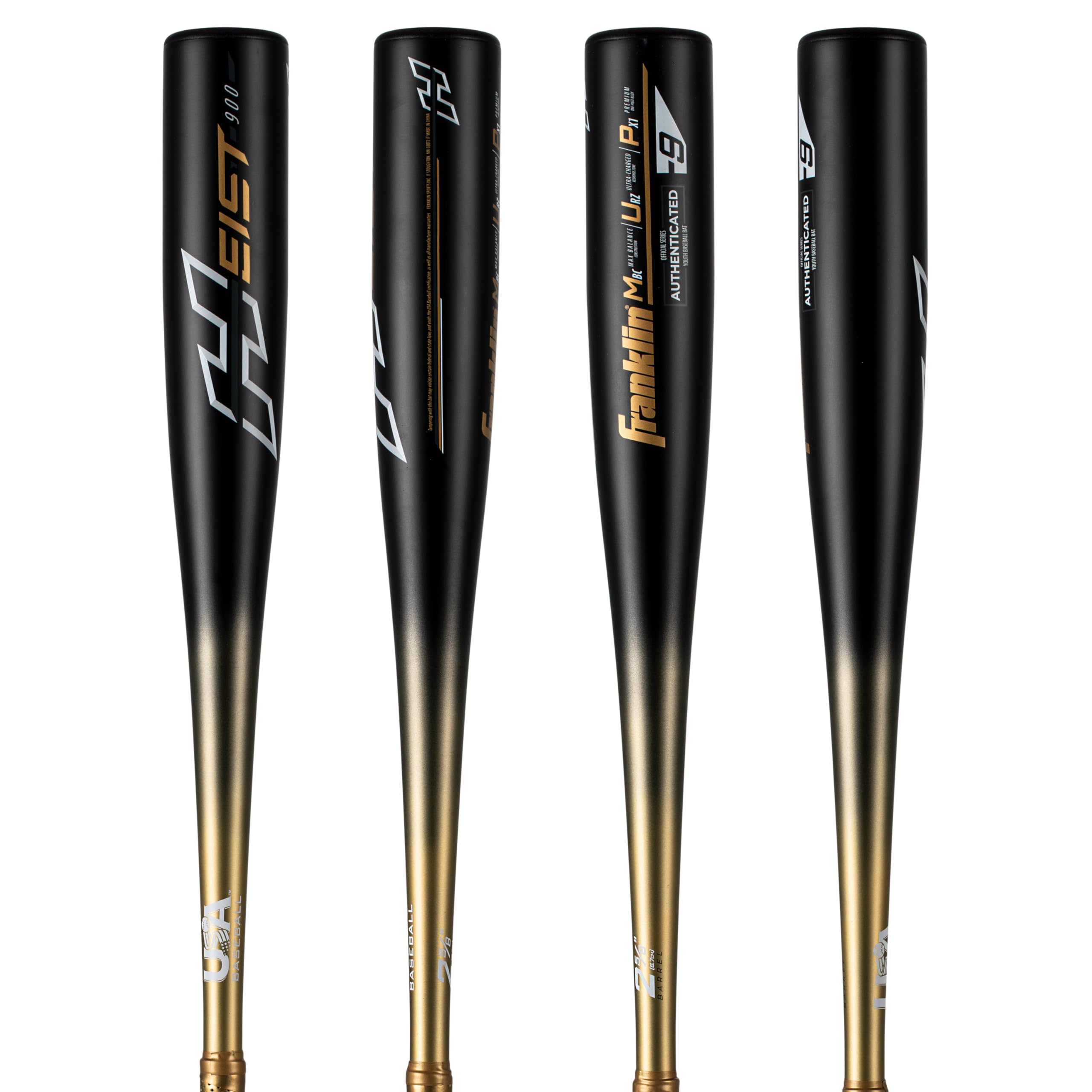 Franklin Sports - Bate de béisbol para jóvenes, Bates de béisbol para niños de 8 a 12 a 2 5/8 Pulgadas, Bate de Metal para niños, caída Juvenil -9 + -10 Bates de Aluminio, béisbol de Estados Unidos,
