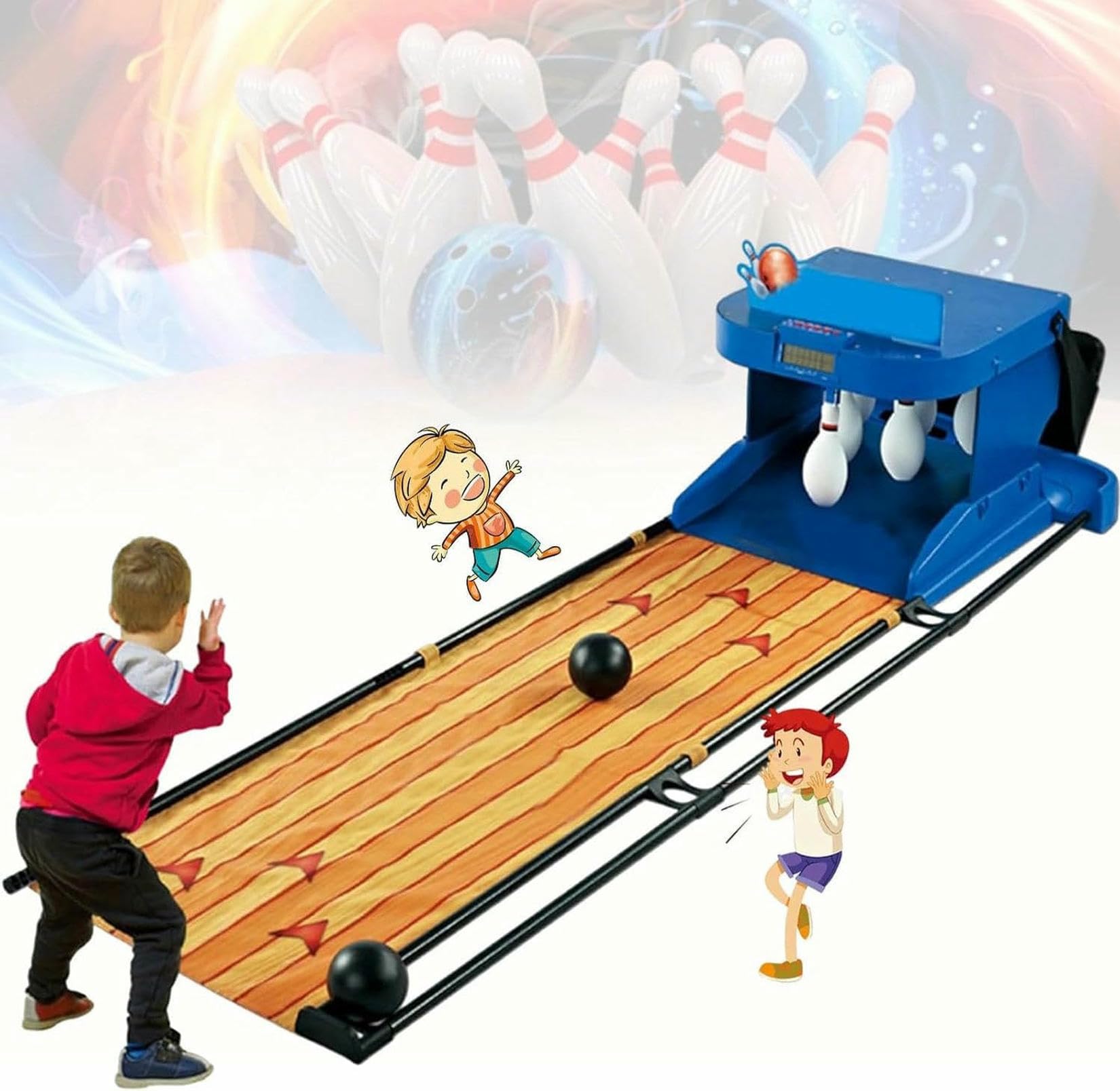 Juego De Arcade De Bolos De Bolos, Consola De Juegos De Deportes De Bolas De Bolos Cubiertas con Marcador LED con Reinicio Automático, Iluminación Y Sonido De Simulación