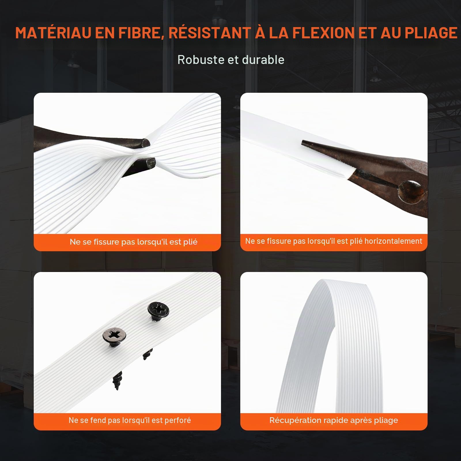 VEVOR Rouleau de cerclage en sangle tissée pour emballage, 100 m x 19 mm x 0,9 mm, bobine de cerclage robuste pour palettes, haute résistance 800 kg, feuillard de cerclage tressé portable, blanc
