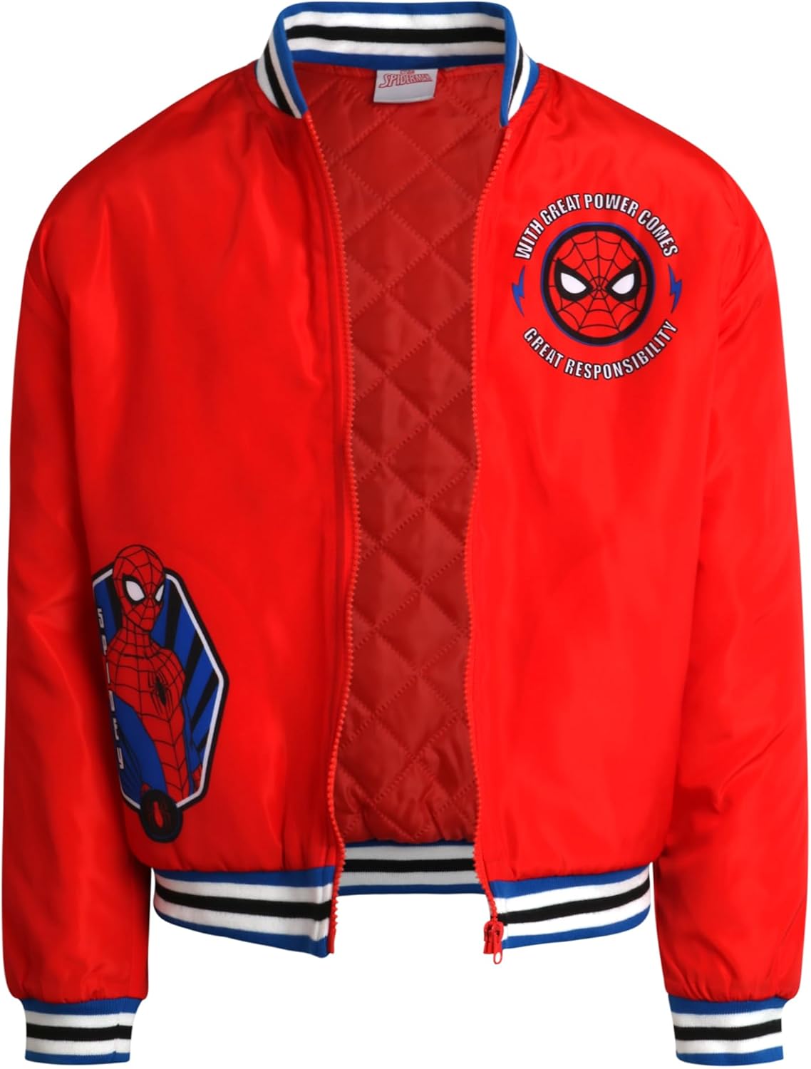 Marvel Boys Bomber Jacket - Avengers Spider-Man Zip Up Quilted Interior Bomber Jackets for Boys Kids Outerwear (7-16) - Image 2
