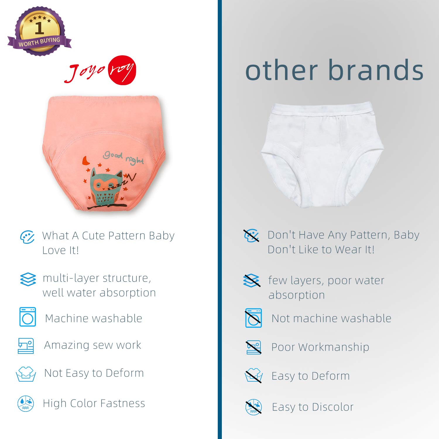 Joyoroy 6Pcs Little Girls Underwear Potty Training Pants 5T Toddler Girl Panties Underwear for Toddler Girls Training Pants Girls Potty Training Underwear Cotton Training Pants for Toddlers - Image 4