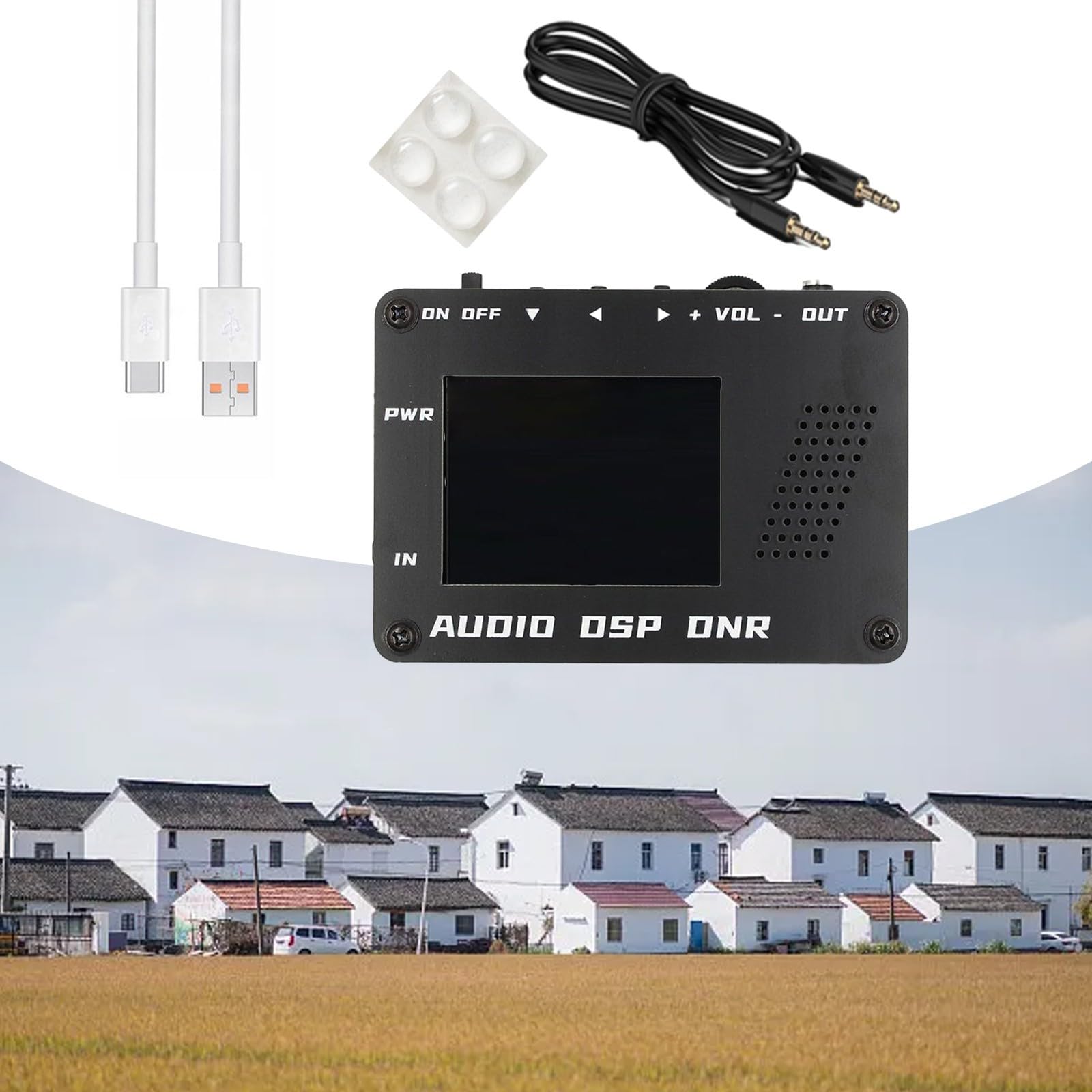AudioFor Filtro di riduzione del rumore con display digitale dello spettro, filtro audio regolabile a 10 livelli (200Hz-6kHz LP), altoparlante integrato e alimentazione USB-C, per Shortwa