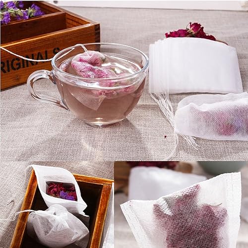 Miniatura 4 de Bolsas de filtro de té, sin blanquear, 100% natural, con cordón, bolsas de té vacías para té suelto, herbal, verde y de pérdida de peso  Bolsas