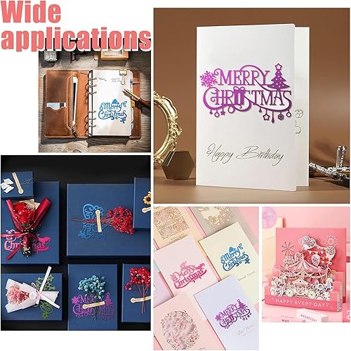 Miniatura 7 de GLOBLELAND Plantillas grandes de troqueles de corte de metal de Feliz Navidad, palabras de bendición de Navidad para álbum de recortes, álbum de