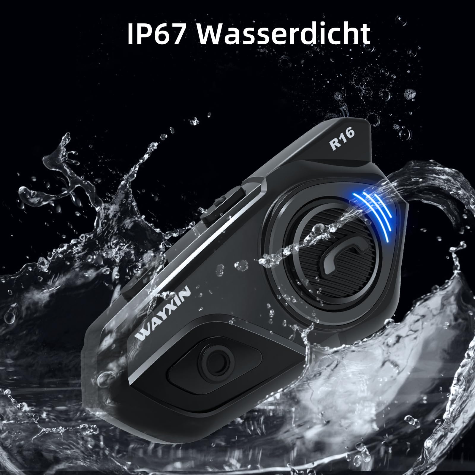 R16 motorrad headset –intercom motorrad mit Dual-Chip, Multi-Audio,motorrad kommunikationssystem für 6-8 Personen Gruppe – Kompatibel Musik teilen & FM-Radio, mit Anderen Marken IP67