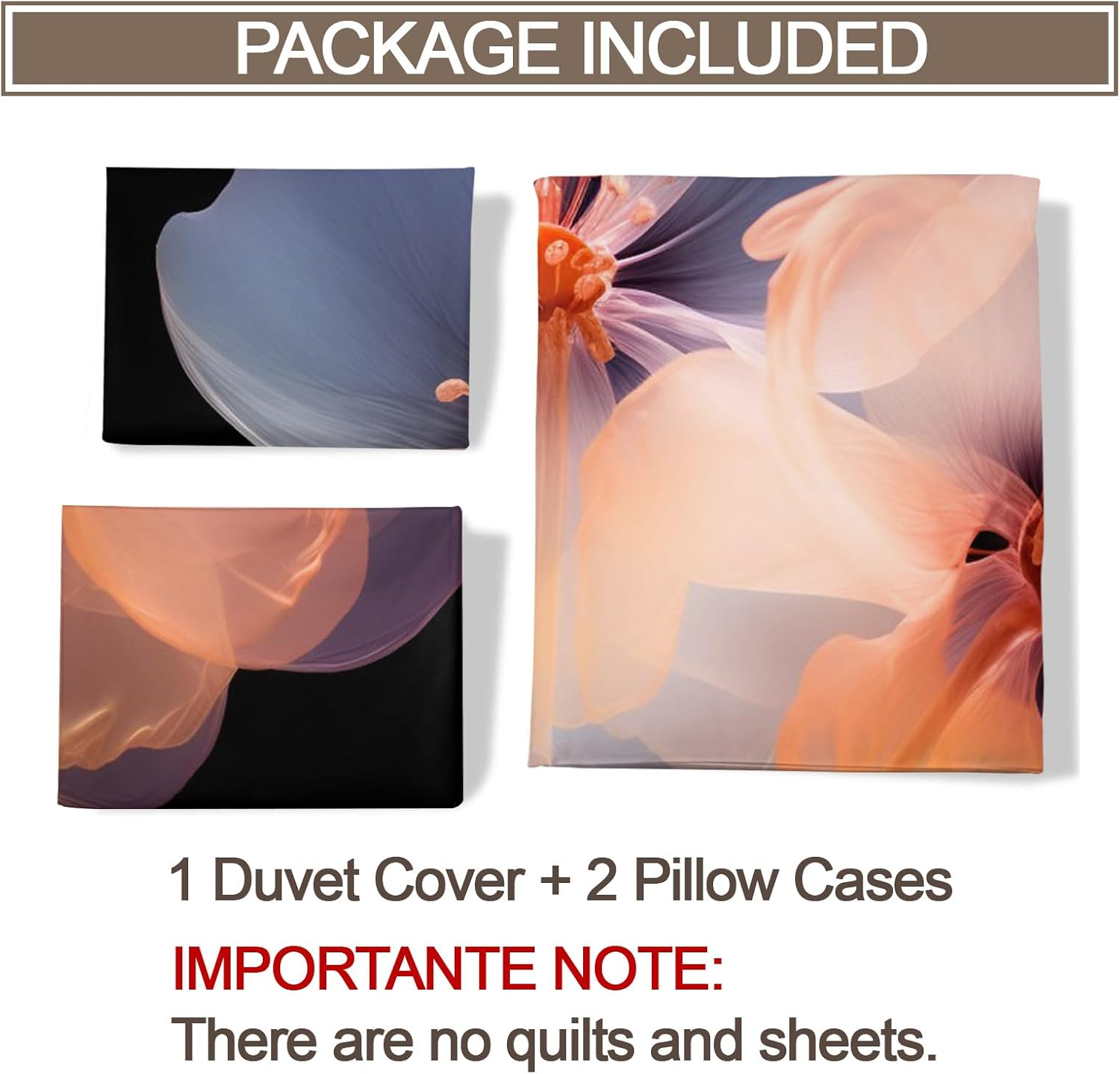 Flowers Duvet Cover Twin Size, Florals Bedding Minimalism Decorative Kids' Duvet Cover Sets Ultra Soft Bedding with Zipper Closure for Kids Room Teen Bed Decor