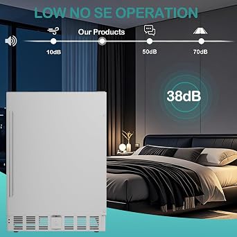 24 Inch Indoor/Outdoor Beverage Refrigerator 170 Cans, Stainless Steel Beverage Refrigerator for Undercounter Built-in or Freestanding, Lockable Door and Auto Defrost, Fast Cooling, Low Noise, 32-50F