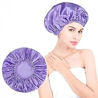 Vista 1 de Prasacco Gorros de ducha grandes para mujer, gorro de ducha impermeable de doble capa, gorro de baño reutilizable, lavable, gorro de ducha elástico