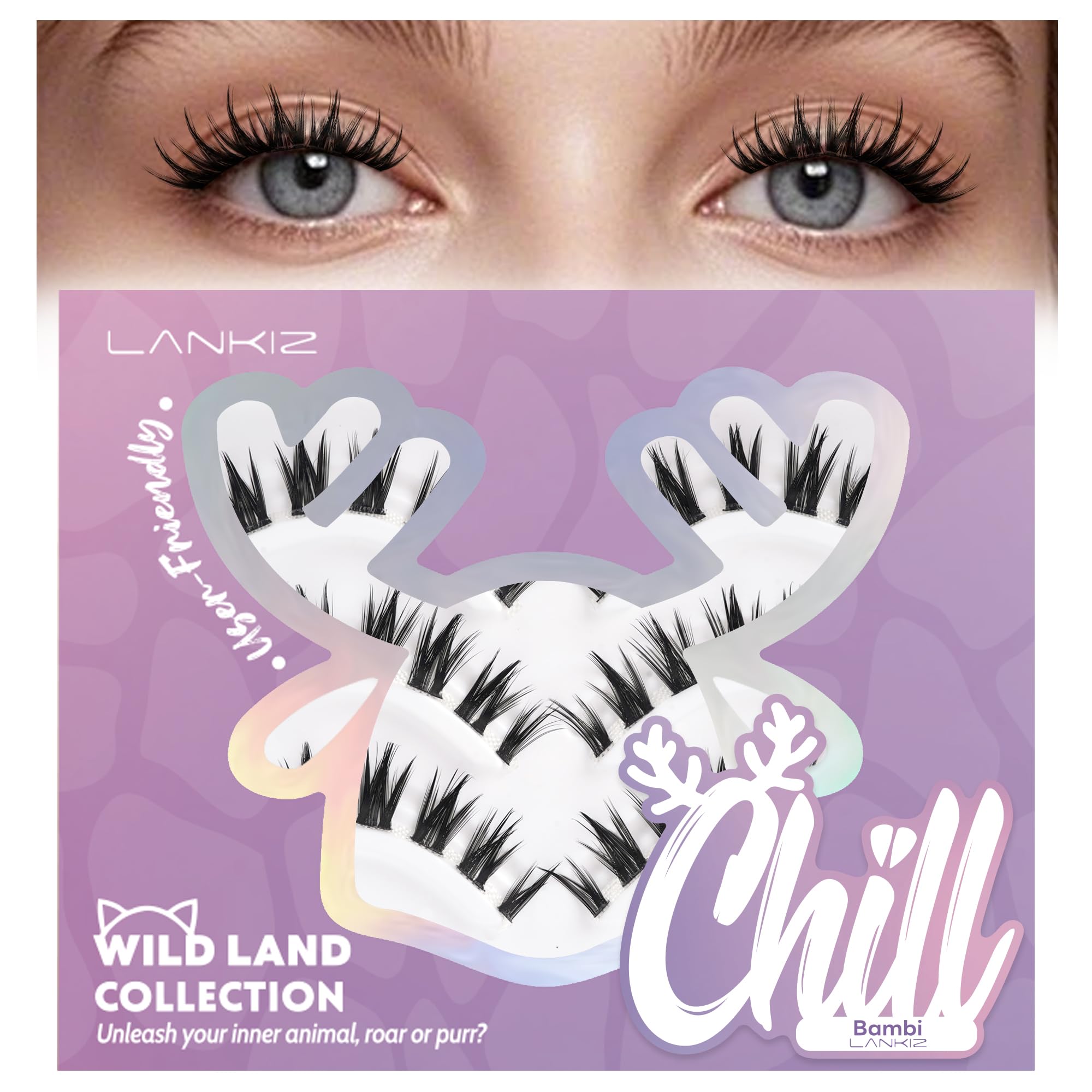 Cluster Lashes C Curl Individual Eyelashes Wispy Fluffy Bambi Eye Eyelash Clusters LANKIZ for Striking Evening Looks - Beginner Friendly