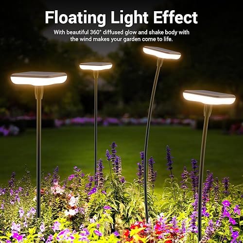 Miniatura 2 de Solar Lights Outdoor Garden 4 Pack Solar Pathway Light 31" Tall Solar Landscape Lights 34LM Bright Up to 12H IP65 Waterproof Auto OnOff for Walkway