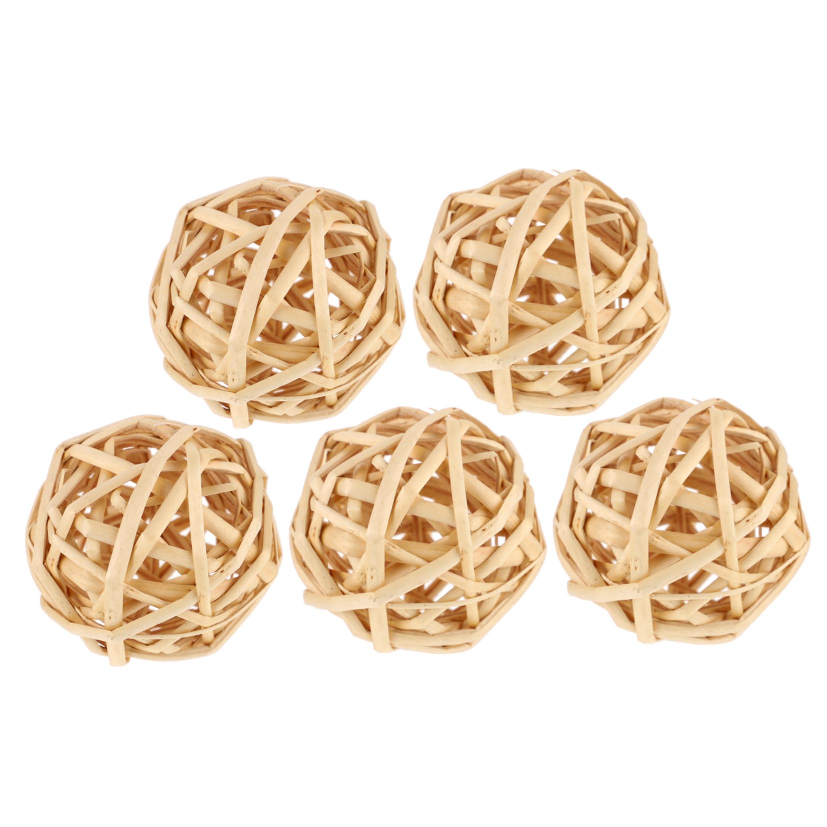 Boules tressées en rotin kaki naturel tressé main lot de 5