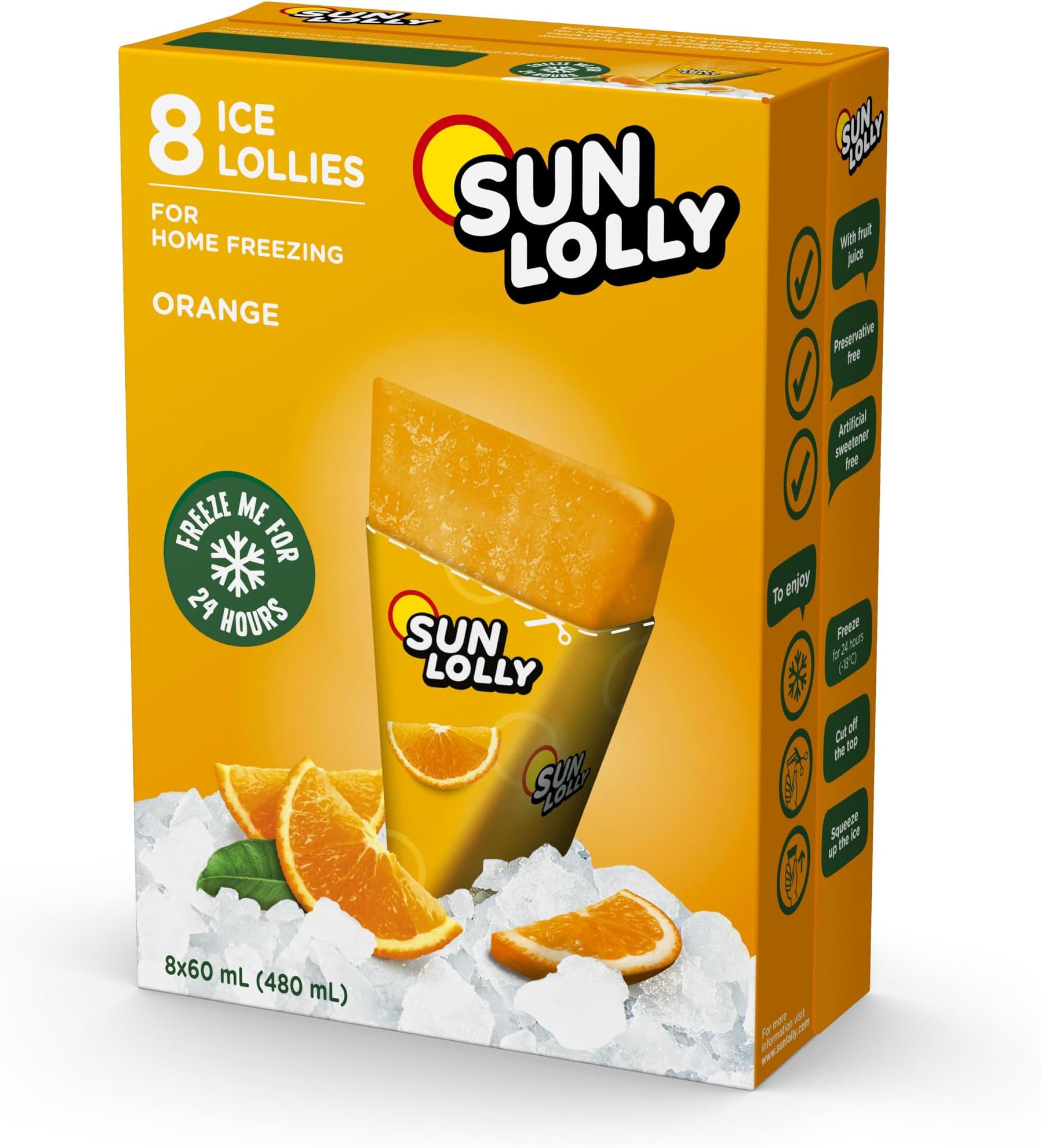 SUNQUICK flavored freezer pops/ice cream ORANGE 10ct. Imported from DENMARK