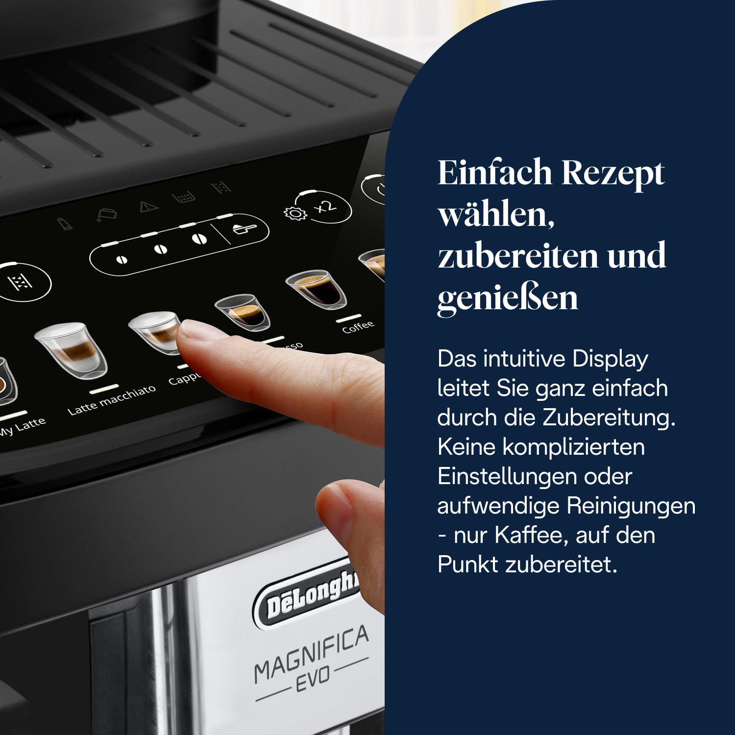 De’Longhi Magnifica Evo Kaffeevollautomat mit LatteCrema, 7 One-Touch-Getränke, Schwarz ECAM292.81.B
