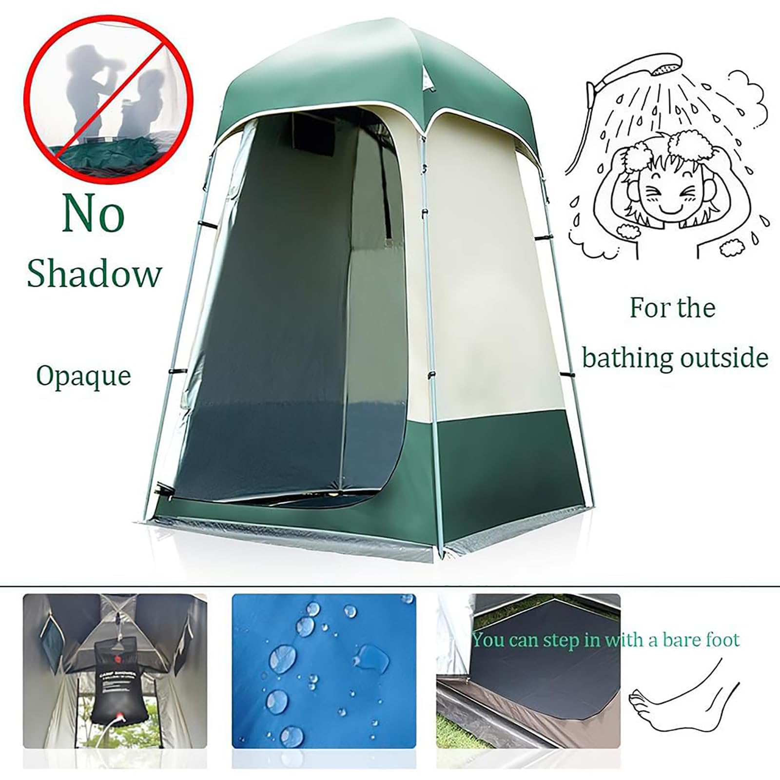 Pop Up Duschzelt, wasserdichtes Sichtschutzzelt für Camping, tragbarer sofortiger Unterschlupf für Außendusche, Wechseln, ideal zum Angeln & Strandgebrauch
