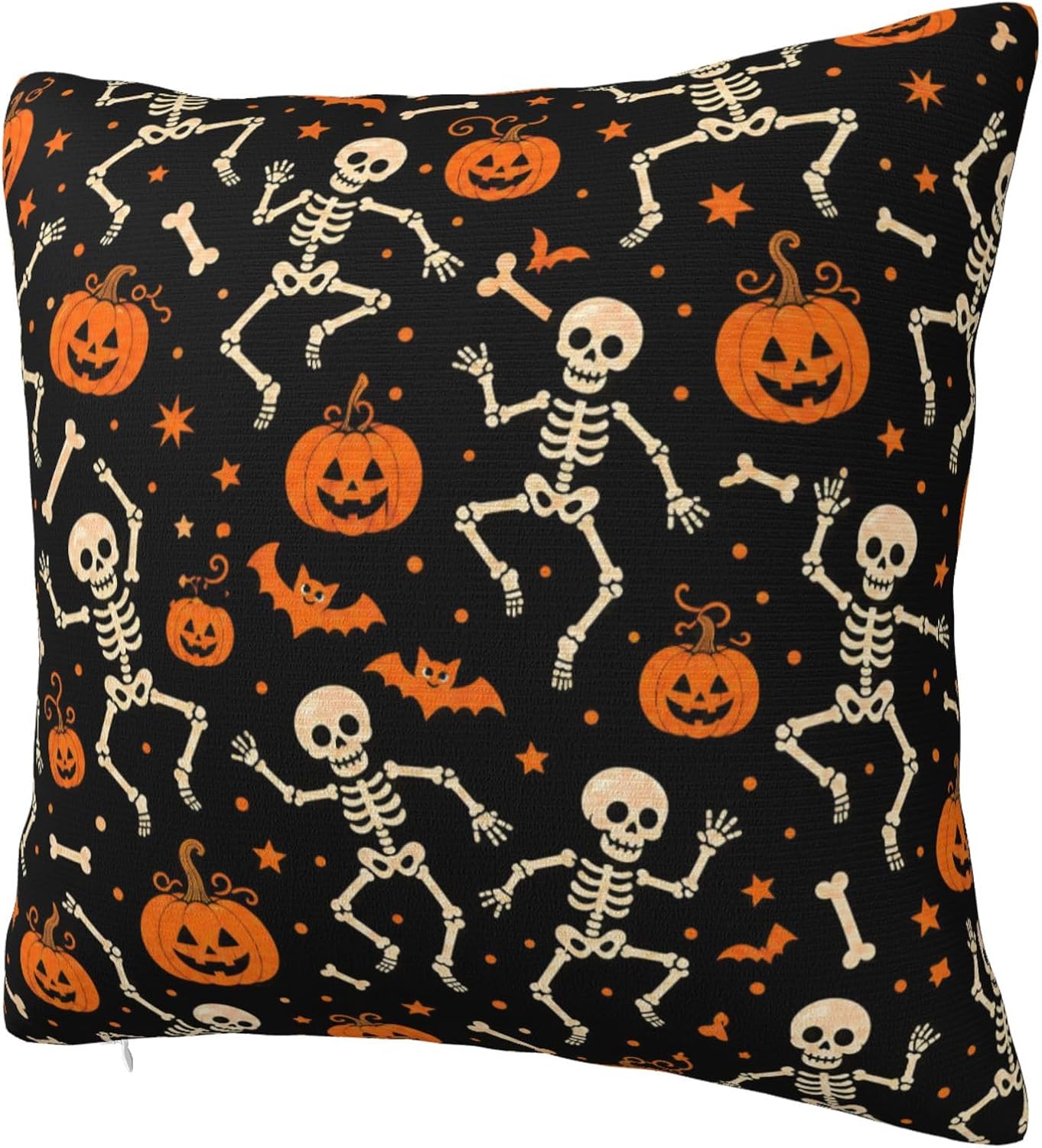 Dancing Skeleton Throw Pillow Cover 18x18 Halloween Decor Cute