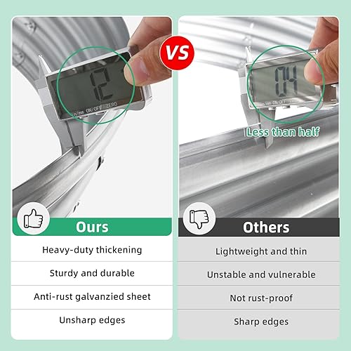 Miniatura 2 de Gartist Cama de jardín elevada galvanizada engrosada con guantes, caja de montaje sin herramientas para exteriores, maceta ovalada de espacio más