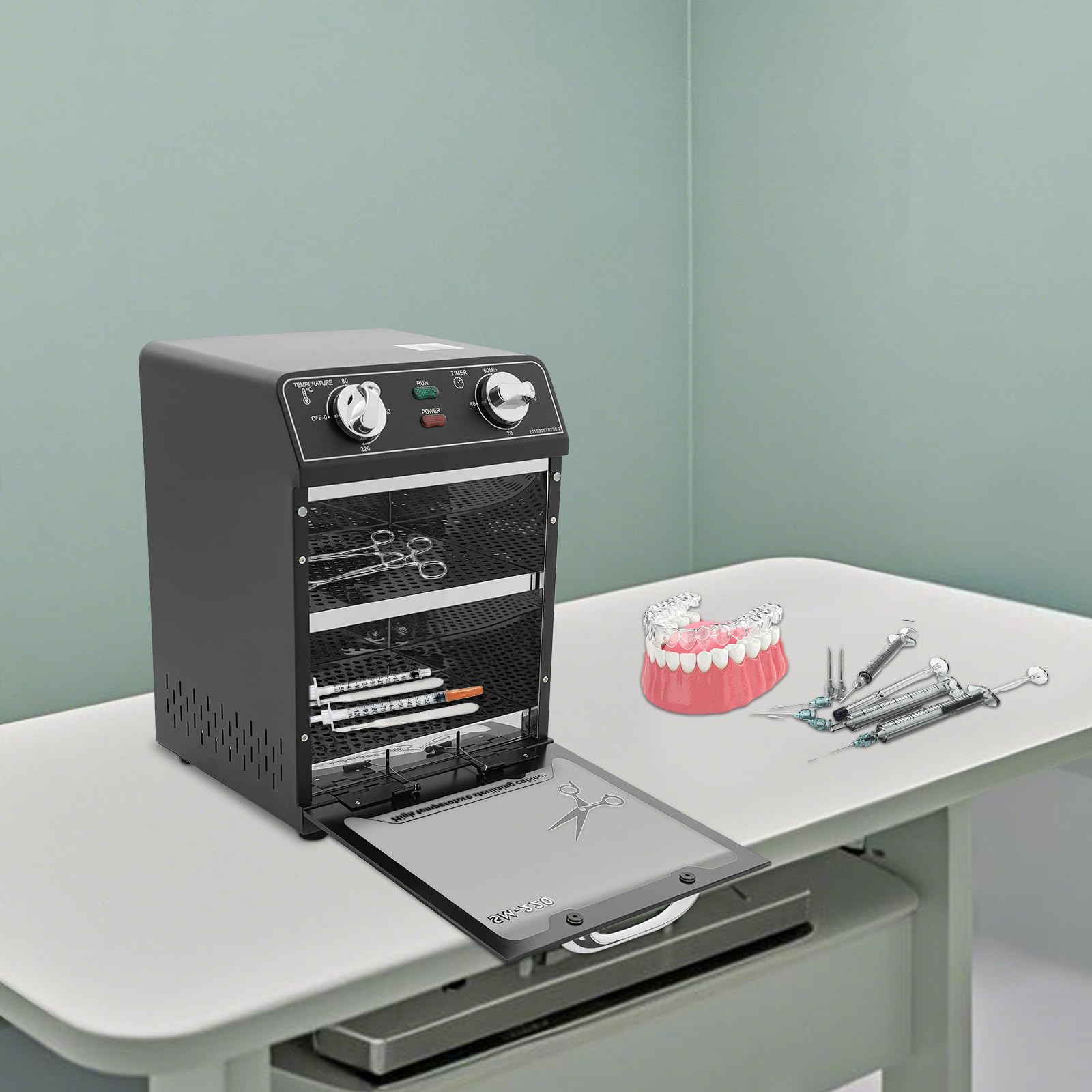 Sterylizator wysokotemperaturowy, 600 W, antywirusowy sterylizator o wysokiej temperaturze, maks. 220°C, pojemność 8 l, z regulacją temperatury i timerem, do salonu fryzjerskiego, spa, studia paznokci