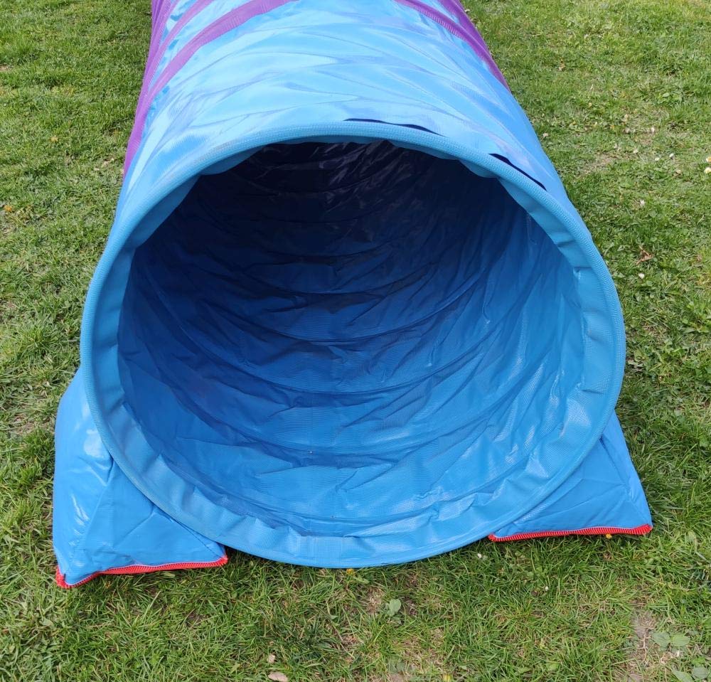 Callieway Premium Dog Agility Tunnel Sandsack - (2er Pack) blau mit Gumminoppen Stoppermatte für Agility Tunnel mit 60cmØ (ohne Tunnel) (blau)