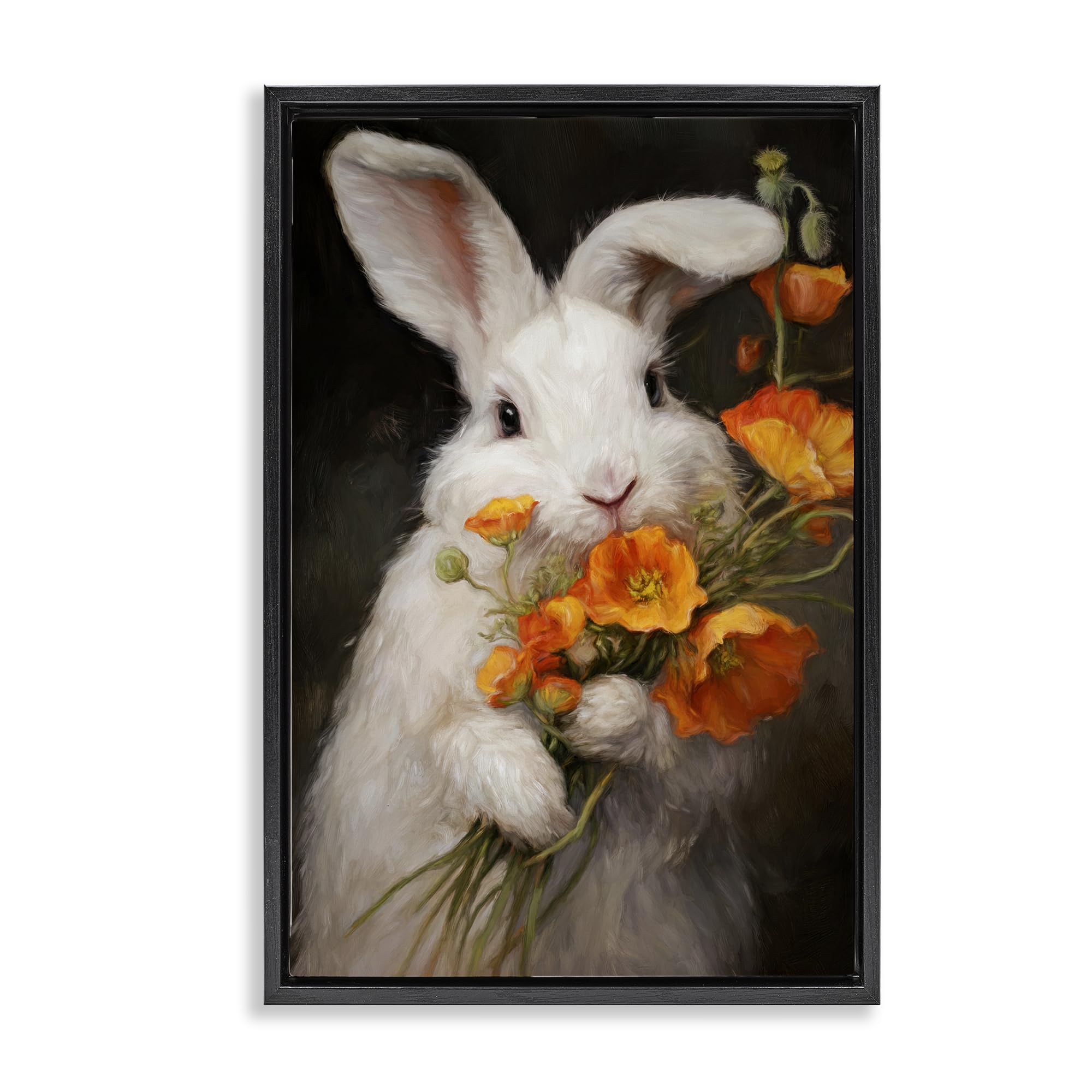 'Floppy Loves Her Poppies'| Floating Frame Canvas Art