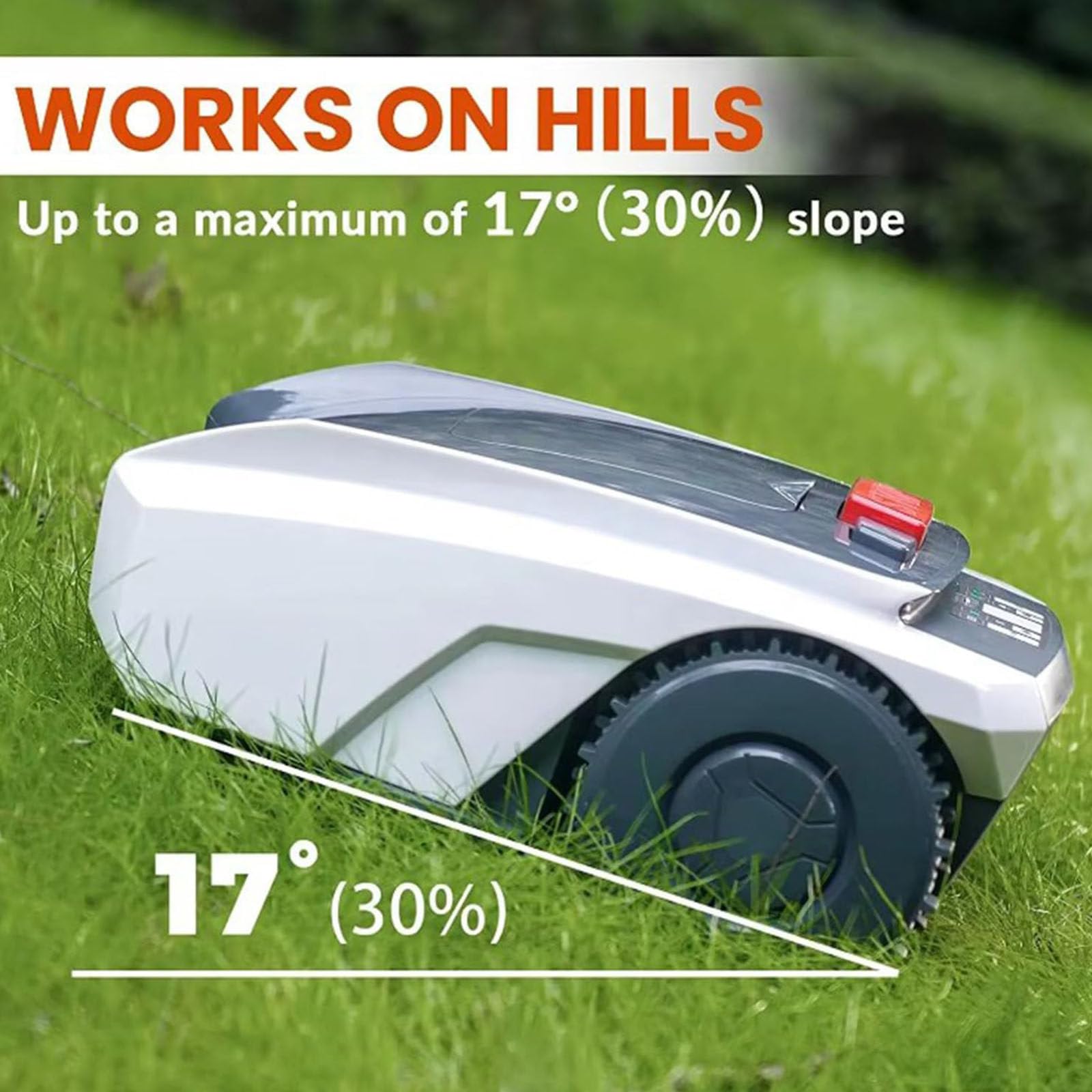 Cortacésped Robótico Automático,Robot Cortacésped De Jardín Inteligente con Control Remoto para Césped De hasta 1500 M²,Ancho De Corte De 19 Cm,Altura Corte 2,5-5,5 Cm,Off-White
