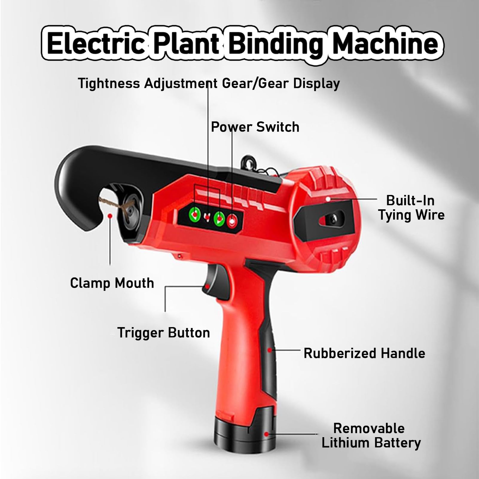 Máquina de atar eléctrica para vides, herramienta portátil para atar eficientemente ramas de uva en jardinería, equipo de jardinería fácil de usar, diseño recargable