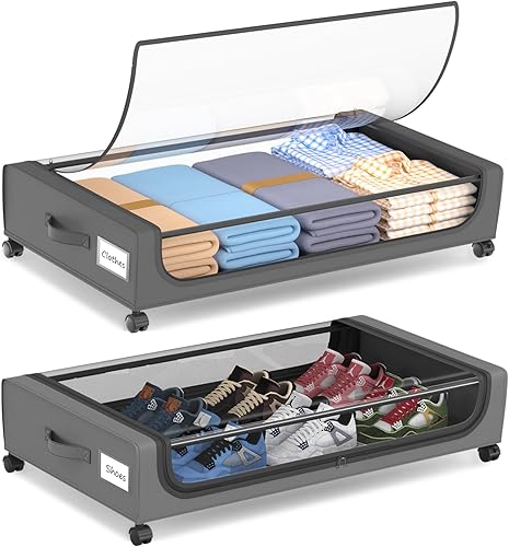 Miniatura 9 de Contenedores de almacenamiento debajo de la cama con ruedas, almacenamiento de zapatos debajo de la cama, organización de almacenamiento plegable