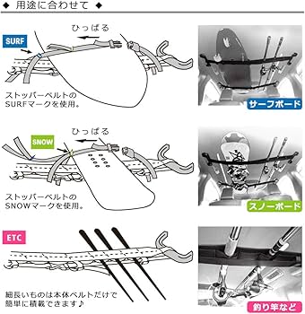 Amazon | サーフボード スノーボード キャリー 車内 キャリア ベルト