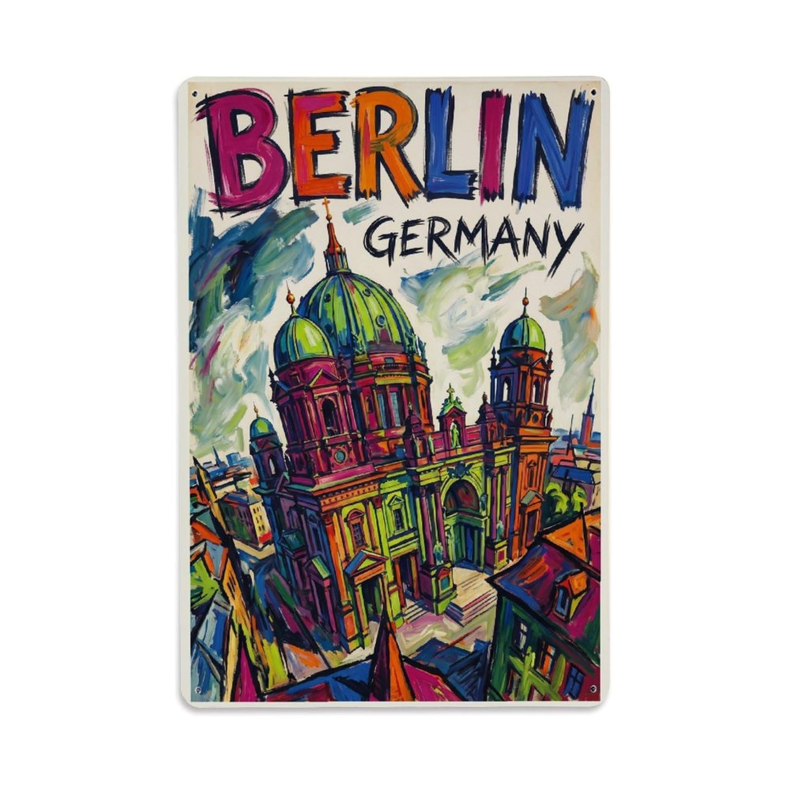 Gead 8X12inch Style Vintage Travel Berlin Germany Scenery Metal Tin Sign