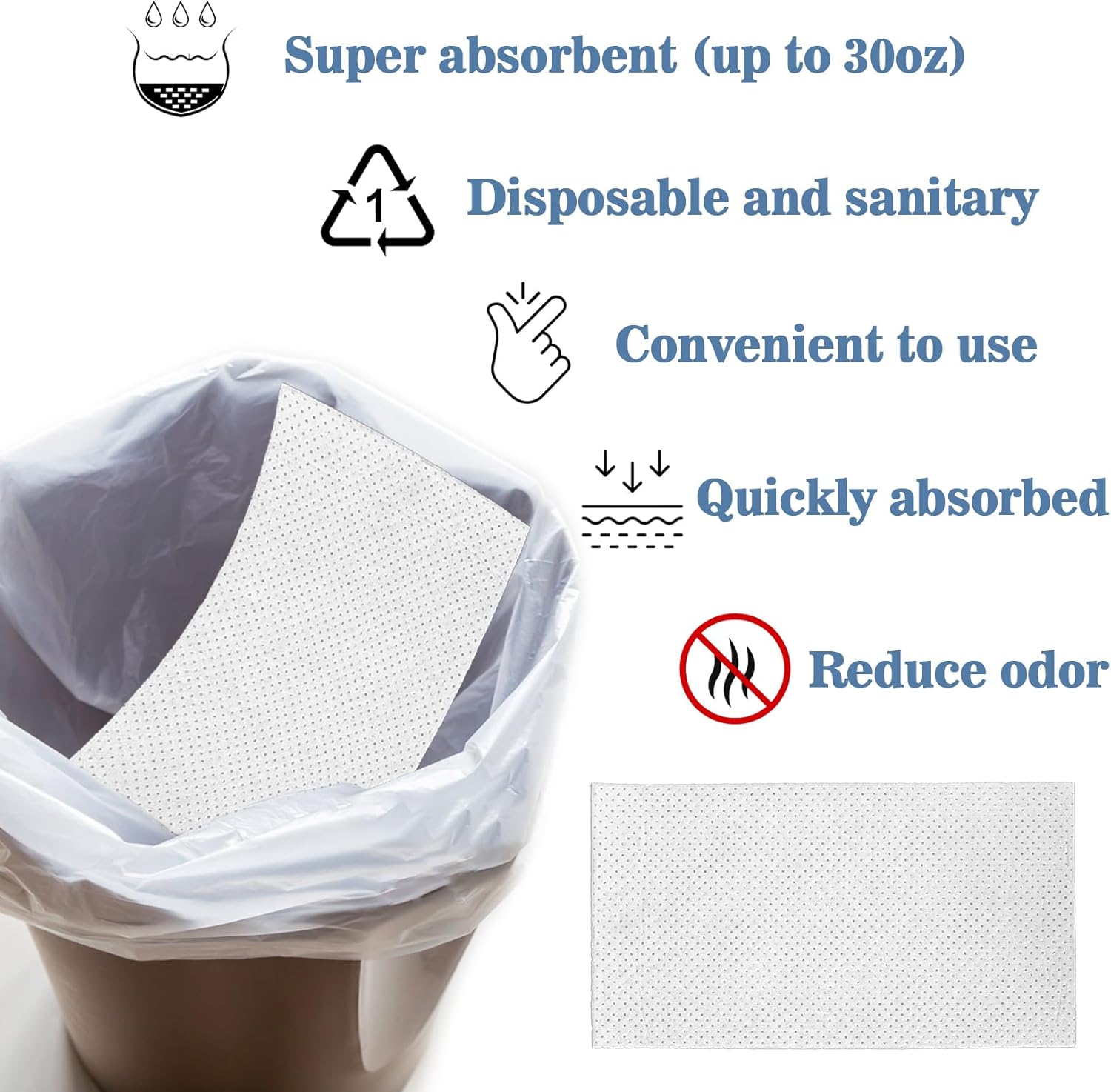 MAQIHAN 180 Commode Pads for Bedside Commode - Disposable Absorbent Pad for Bedside Commode Toilet Seniors Portable Bucket Bed Pan Liners Pads Poop Bags Elderly Bedside Commode Chair Potty Liner Pads - Image 3