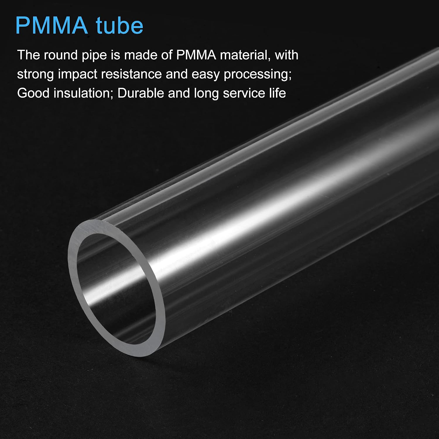MECCANIXITY Acrylic Pipe Rigid Round Tube Clear 24mm(15/16") ID 30mm(1 3/16") OD 305mm(12") for Lamps and Lanterns,Water Cooling System