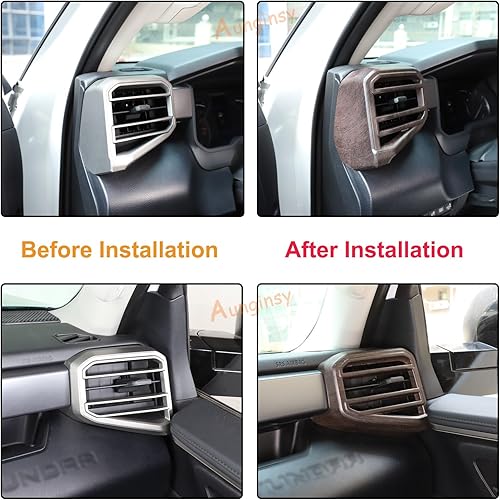 Vista 12 de Cubierta de salida de aire lateral para consola central de automóvil, compatible con Toyota Tundra 2022+ Sequoia 2023+ cubierta de panel de aire