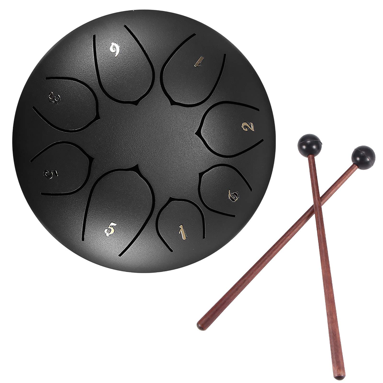 Tambours à fente, tambour de langue en acier, clé 6 pouces 8 tons D, tambour à main avec baguettes, sac, couvre-doigt, instrument à percussion pour concert déducation musicale, Black