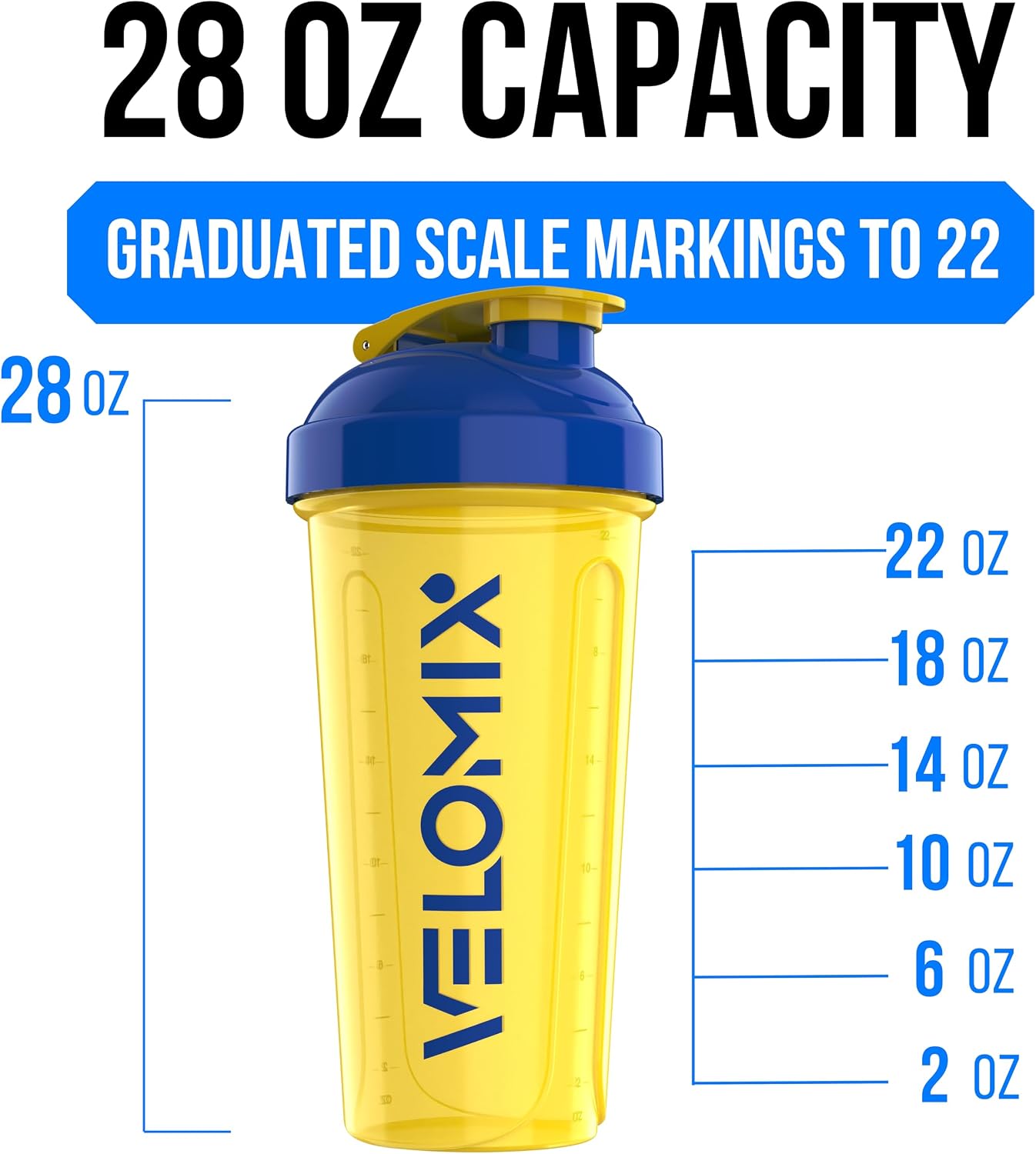 VELOMIX 2 Pack 28oz Protein Shaker Bottle for Protein Mixes, Stand Strong image 4