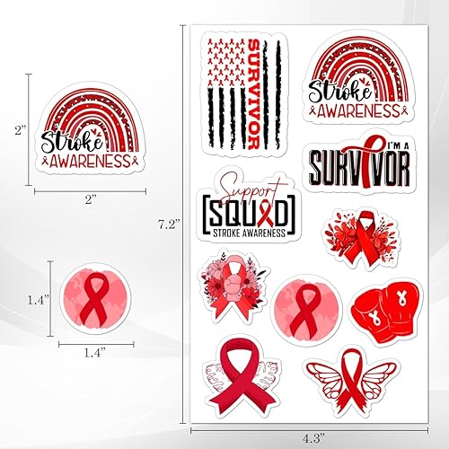 Miniatura 4 de Paquete de 50 calcomanías de sobreviviente de conciencia sobre accidentes cerebrovasculares para botellas de agua, vinilo impermeable, portátil,