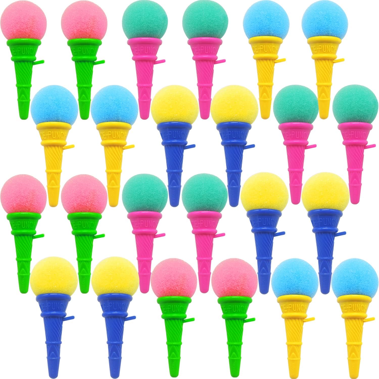 Dshengoo 24 Pcs Ice Cream Shooters Ball Launcher,4 Inch Mini Foam Ice Cream Cone Shooter Sponge Ball Toys for Kids,Egg Hunting,Carnival Prize,Party Favors Fillers