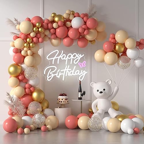 Letrero de cumpleaños con atenuador de 5 modos, letrero de neón de feliz cumpleaños para telón de fondo, letrero luminoso de feliz cumpleaños,