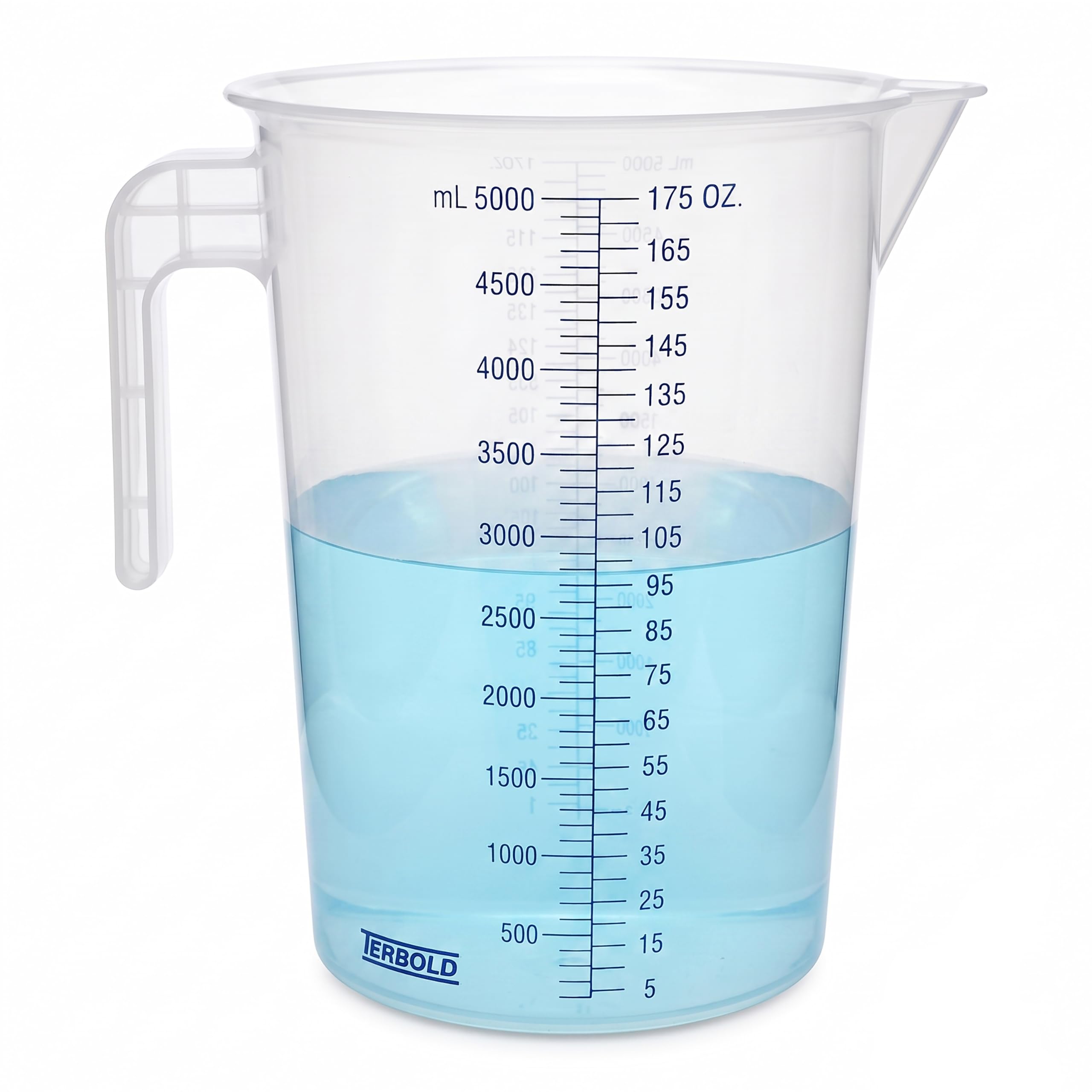 Jarra medidora de 5 litros | Jarras grandes graduadas de plástico inastillable de 1.3 galones, 1 a 2 galones (5 L, 5000 ml)