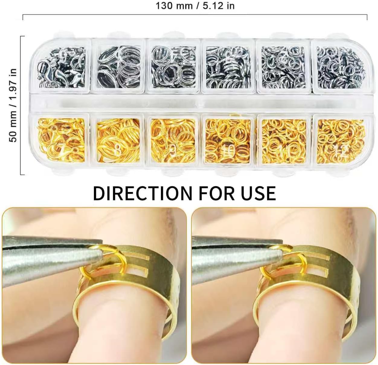 1200pcs Silver Jump Rings with Jump Rings Open/Close Tools for Jewelry Making and Necklace Repair 4/5/6/8/10mm Connector Rings O Ring