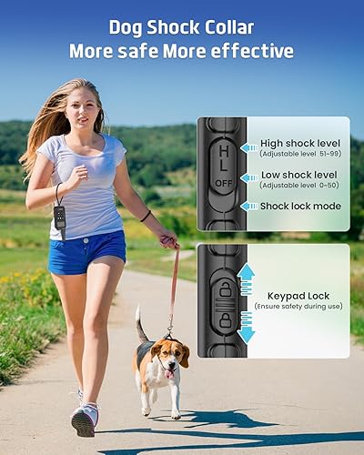 Miniatura 3 de Collar de entrenamiento para perros con mando a distancia, collar electrónico de choque para perro con pitido, vibración, choque, luz y modo sin