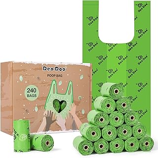 Dog Waste Bags with Handle, 20 Rolls of 240 Large Format Dog Waste Bags Rolls, 27 x 37 cm, Made of Recycled Materials, Leak-proof and Strong Waste Bags for Cats product image