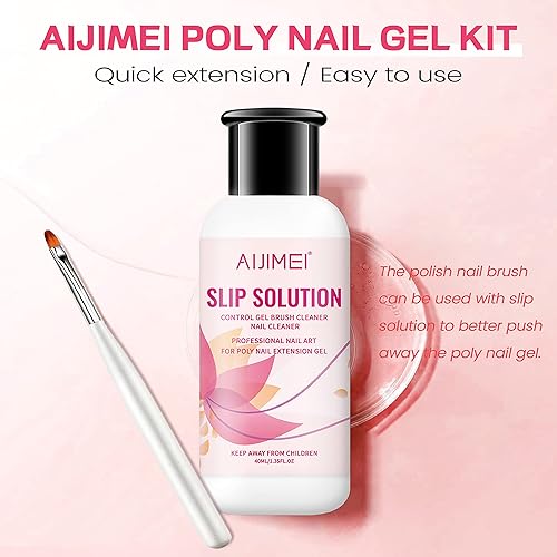 Miniatura 6 de AIJIMEI Poly ExtensionGel para uñas de 1.0 fl oz 1 onza líquida Kit de inicio de gel de uñas transparente, extensión de poliéster transparente, kit