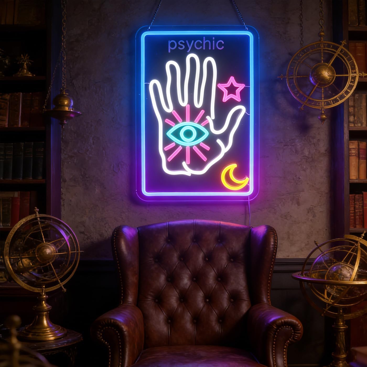 Psychic Tarot Card Neon Sign, Moon Star Decorations Light Up Signs,Fortune Teller Sign,Psychic Reader, Tarot Card Led Sign - Image 3