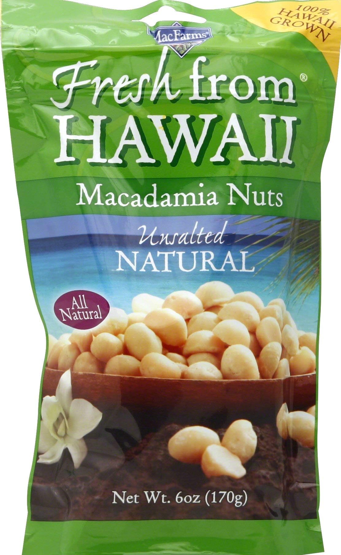 Mac Farms Macadamia Nuts, All Natural Unsalted 6 oz (Pack of 2)