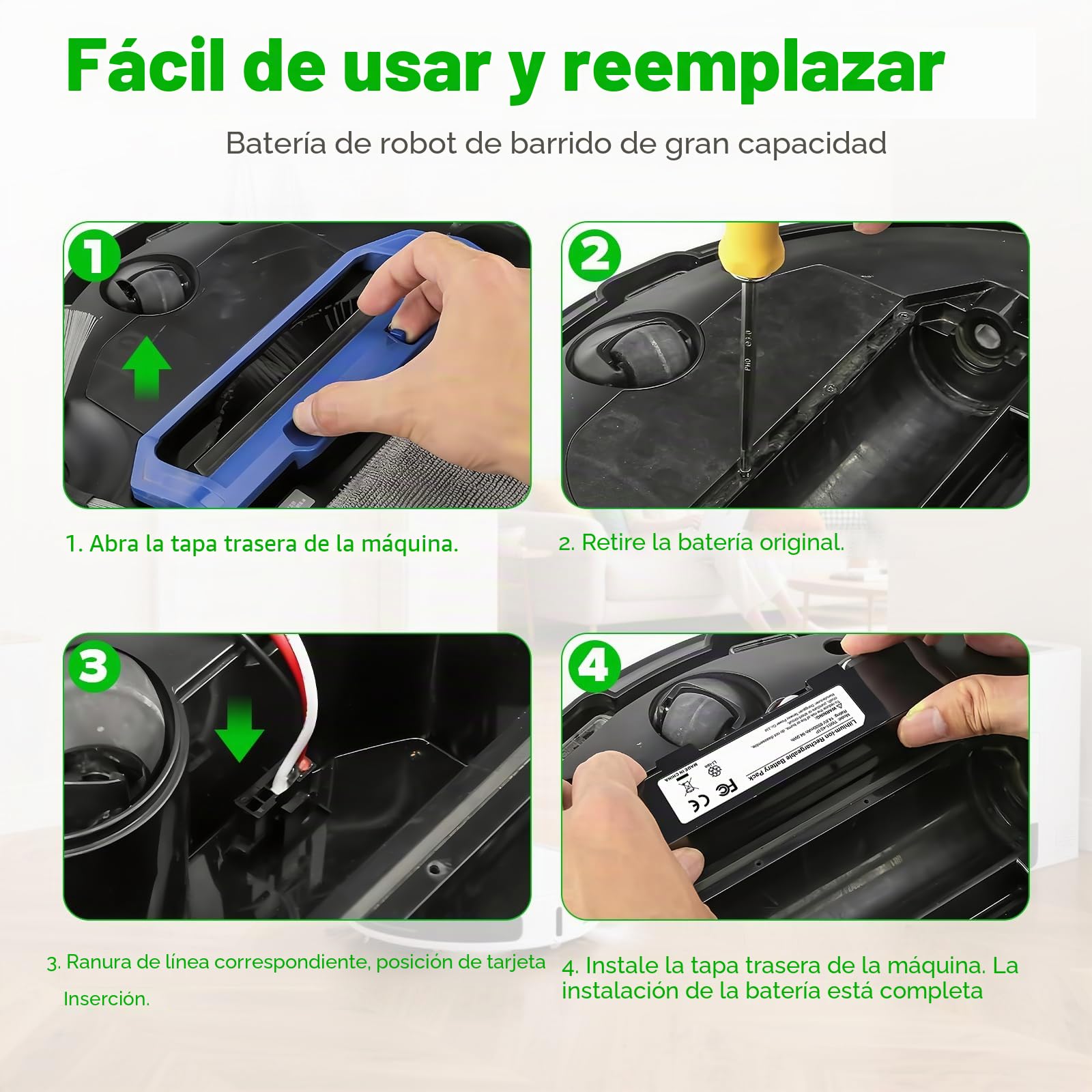 ASUNCELL 6500mAh Batería de Repuesto para Xiaomi Mop 2S / Mop Pro/Mop P Robot Aspiradora, batería de Iones de Litio Compatible con Xiaomi Mijia STYTJ02YM / XMSTJQR2S Aspiradora Robot Batería